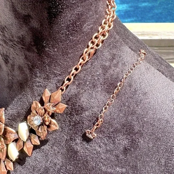 Copper Cream Long or Short Floral Statement Necklace Premier Designs Well Spent - Picture 8 of 11